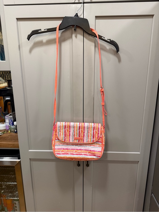 Vera Bradley Handbags - Vera Bradley Pink and Coral Striped Crossbody Bag